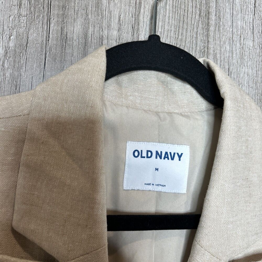 Old Navy Blazer Size M Linen and Rayon Blend Oversized Beige Color NEW - Picture 2 of 8